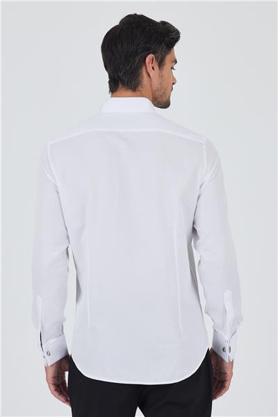 Uzun Kol Desenli Armürlü Ata Yaka Pamuklu Ceremony Slim Fit Gömlek 1004250207