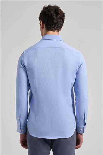 Kol Desenli Armürlü Düğmeli Yaka Cepsiz Pamuklu Casual Slim Fit Gömlek 1004250206