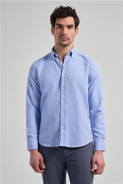Kol Desenli Armürlü Düğmeli Yaka Cepsiz Pamuklu Casual Slim Fit Gömlek 1004250206