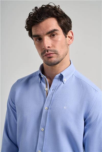 Kol Desenli Armürlü Düğmeli Yaka Cepsiz Pamuklu Casual Slim Fit Gömlek 1004250206