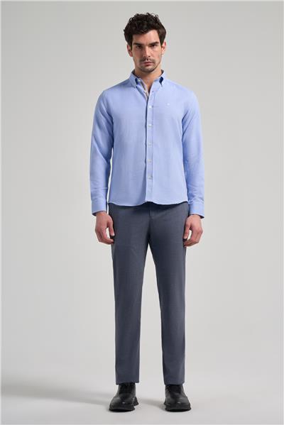 Kol Desenli Armürlü Düğmeli Yaka Cepsiz Pamuklu Casual Slim Fit Gömlek 1004250206