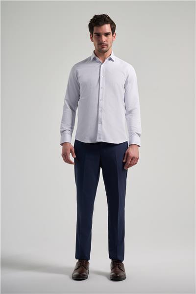 Uzun Kol Desenli Armürlü İtalyan Yaka Cepsiz Pamuklu Classic Slim Fit Gömlek 1004250196