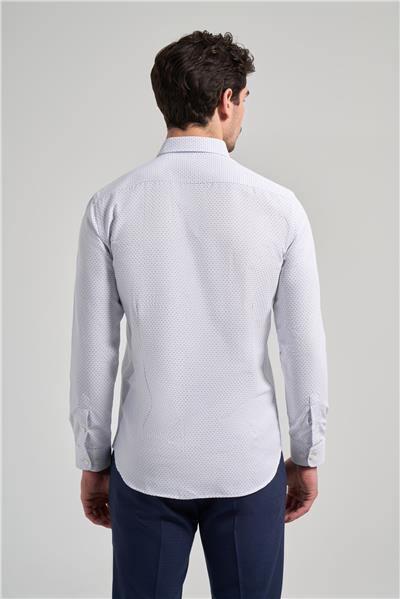 Uzun Kol Desenli Armürlü İtalyan Yaka Cepsiz Pamuklu Classic Slim Fit Gömlek 1004250196