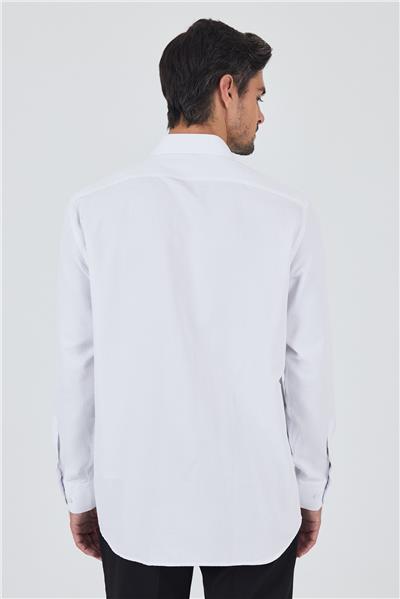 Uzun Kol Desenli Armürlü Sert Yaka cepli Pamuklu Classic Comfort Fit Gömlek 1004250178