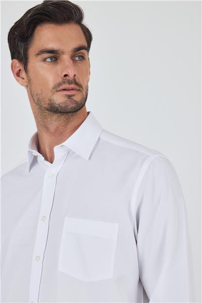 Uzun Kol Desenli Armürlü Sert Yaka Cepsiz Pamuklu Classic Comfort Fit Gömlek 1004250209