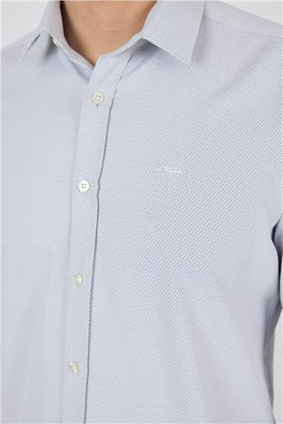 Sert Yaka Cepsiz Uzun Kol Slim Fit Pamuklu Gömlek 1004250184