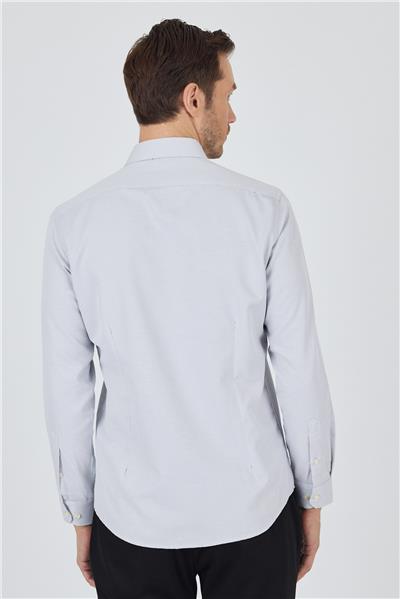 Sert Yaka Cepsiz Uzun Kol Slim Fit Pamuklu Gömlek 1004250184