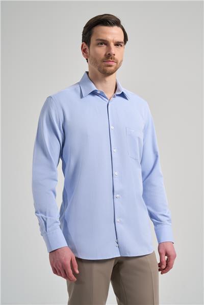 Uzun Kol Desenli Armürlü Sert Yaka cepli Pamuklu Classic Comfort Fit Gömlek 1004250171