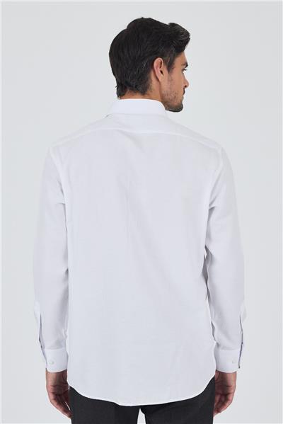 Kol Desenli Armürlü Sert Yaka cepli Pamuklu Classic Comfort Fit Gömlek 1004250187