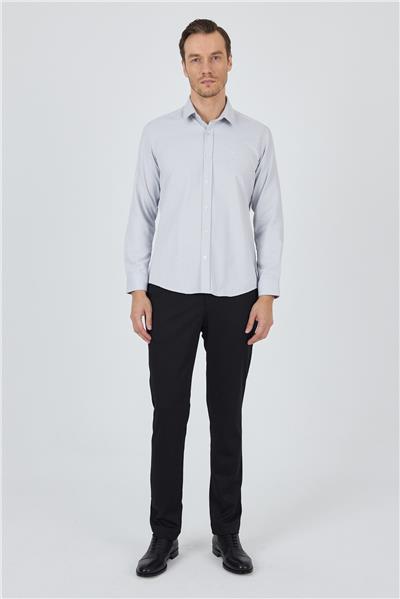Sert Yaka Cepsiz Uzun Kol Slim Fit Pamuklu Gömlek 1004250184