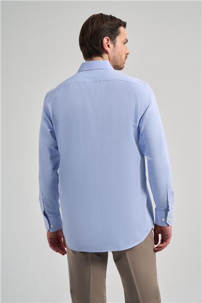 Uzun Kol Desenli Armürlü Sert Yaka cepli Pamuklu Classic Comfort Fit Gömlek 1004250171