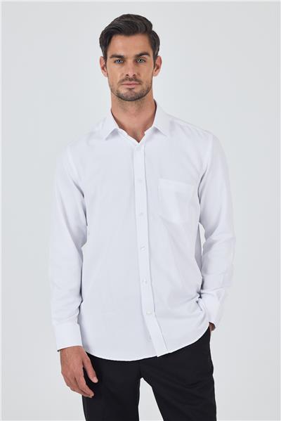Uzun Kol Desenli Armürlü Sert Yaka cepli Pamuklu Classic Comfort Fit Gömlek 1004250178