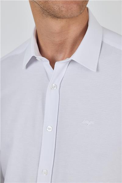 Uzun Kol Desenli Armürlü Sert Yaka Cepsiz Pamuklu Classic Slim Fit Gömlek 1004250191