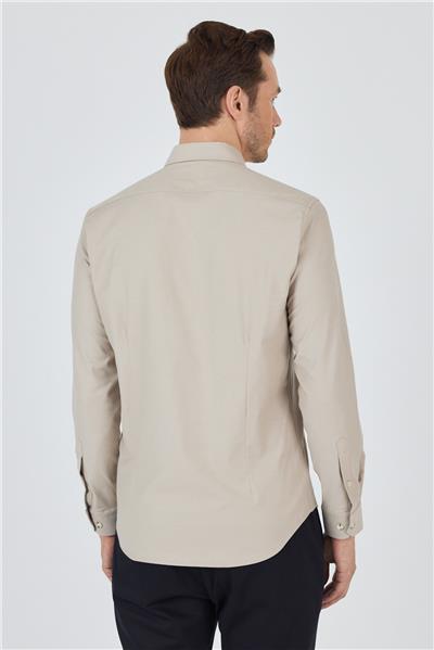 Kol Düz Bez Ayağı Düğmeli Yaka Cepsiz Pamuklu Casual Slim Fit Gömlek 1004250212