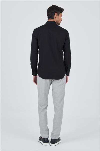 Kol Düz Bez Ayağı Düğmeli Yaka Cepsiz Pamuklu Casual Slim Fit Gömlek 1004250212