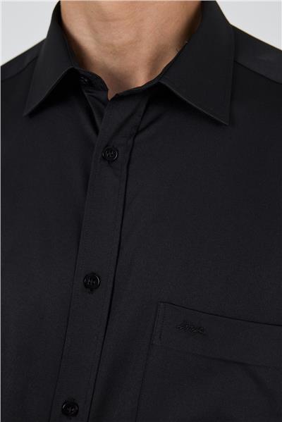 Uzun Kol Düz Bez Ayağı Sert Yaka cepli Pamuklu Classic Comfort Fit Gömlek 1004250210