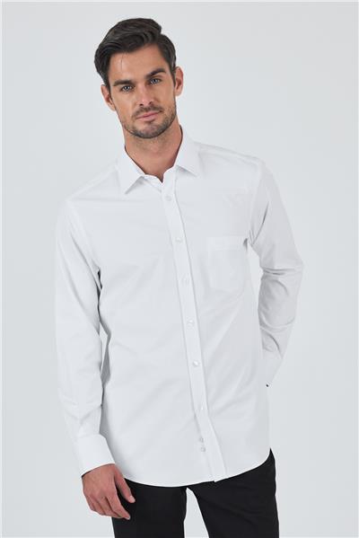 Kol Düz Bez Ayağı Sert Yaka cepli Pamuklu Classic Comfort Fit Gömlek 1004250210
