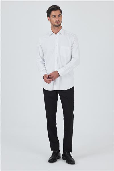 Kol Düz Bez Ayağı Sert Yaka cepli Pamuklu Classic Comfort Fit Gömlek 1004250210