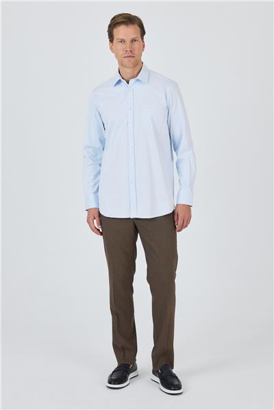 Kol Düz Bez Ayağı Sert Yaka cepli Pamuklu Classic Comfort Fit Gömlek 1004250210
