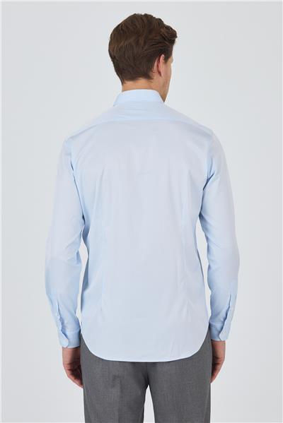 Uzun Kol Düz Bez Ayağı Sert Yaka Cepsiz Pamuklu Classic Slim Fit Gömlek 1004250160