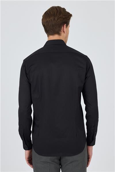 Uzun Kol Düz Bez Ayağı Sert Yaka Cepsiz Pamuklu Classic Slim Fit Gömlek 1004250195