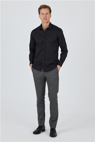 Uzun Kol Düz Bez Ayağı Sert Yaka Cepsiz Pamuklu Classic Slim Fit Gömlek 1004250195