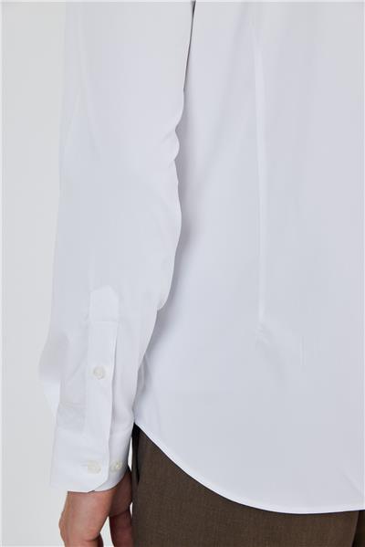 Uzun Kol Düz Bez Ayağı Sert Yaka Cepsiz Pamuklu Classic Slim Fit Gömlek 1004250160