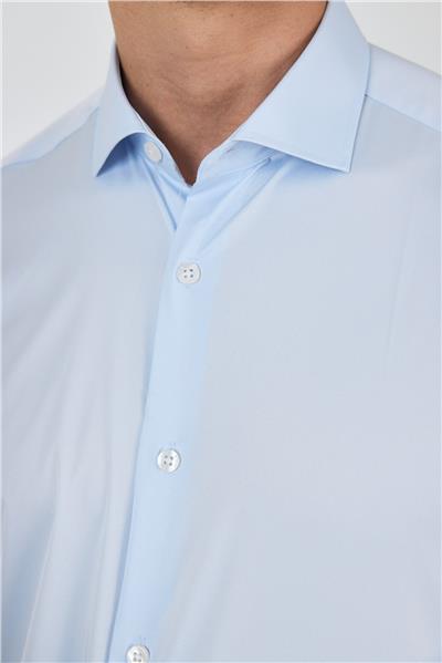 Uzun Kol Düz Bez Ayağı Sert Yaka Cepsiz Pamuklu Classic Slim Fit Gömlek 1004250160