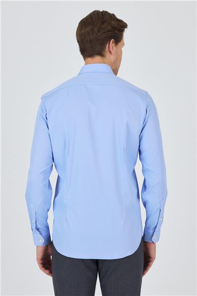 Uzun Kol Düz Bez Ayağı Sert Yaka Cepsiz Pamuklu Classic Slim Fit Gömlek 1004250160