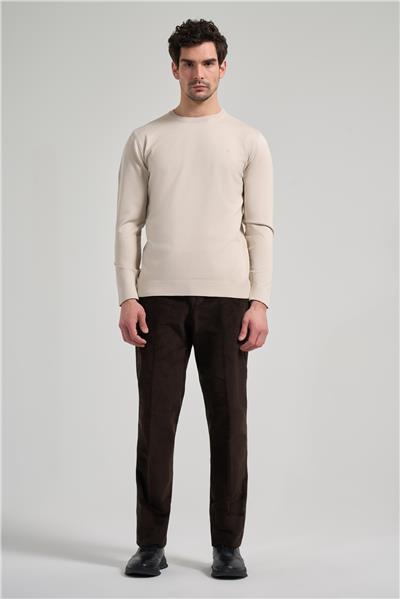 Uzun Kol Düz Örme Bisiklet Yaka Cepsiz Pamuklu Slim Fit Triko 1012245163