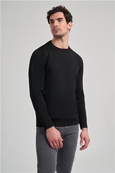 Uzun Kol Düz Örme Bisiklet Yaka Cepsiz Pamuklu Slim Fit Triko 1012245163