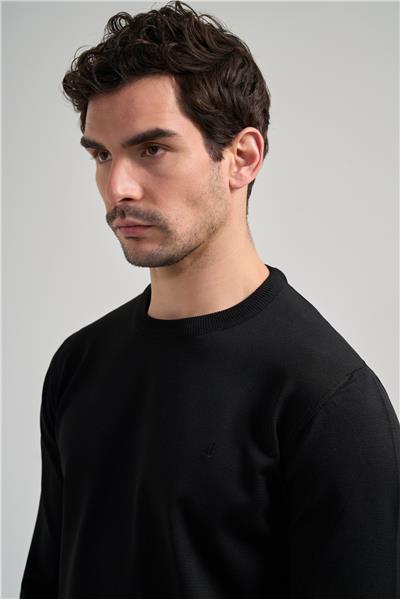 Uzun Kol Düz Örme Bisiklet Yaka Cepsiz Pamuklu Slim Fit Triko 1012245163