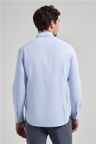 Mavi Kol Düz Oxford Düğmeli Yaka Cepsiz Pamuklu Classic Slim Fit Gömlek 1004250168