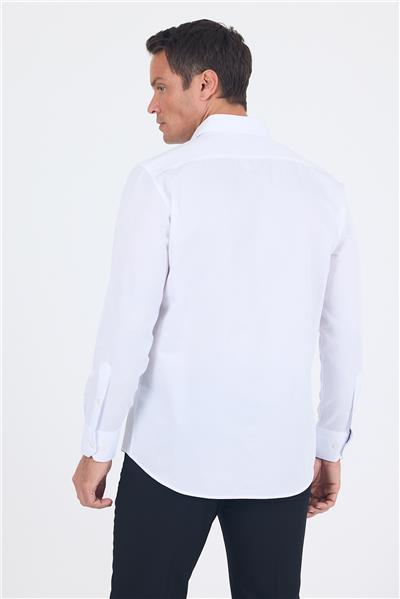 Uzun Kol Kareli Desen Armürlü Sert Yaka cepli Pamuklu Classic Comfort Fit Gömlek 1004250186