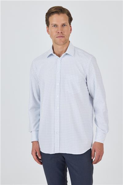 Kol Kareli Desen Bez Ayağı Sert Yaka cepli Pamuklu Classic Comfort Fit Gömlek 1004250176