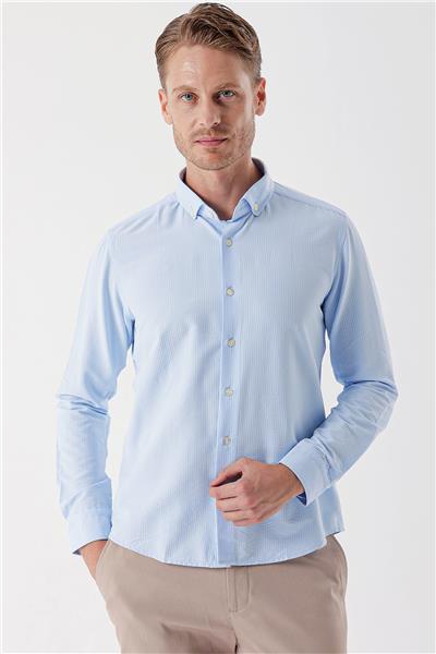 DMT Yaka Uzun Kol Cepsiz Slim Fit Classic Esnek Gömlek 1004230233