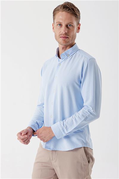 DMT Yaka Uzun Kol Cepsiz Slim Fit Classic Esnek Gömlek 1004230233
