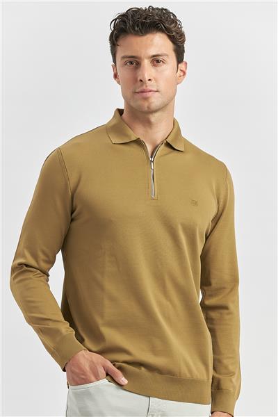 Bal Uzun Kollu Örme Polo Yaka Slim Fit Dar Kesim Triko 1012245150