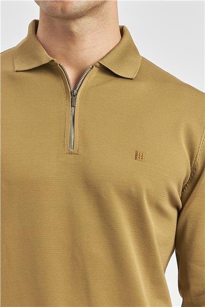 Bal Uzun Kollu Örme Polo Yaka Slim Fit Dar Kesim Triko 1012245150