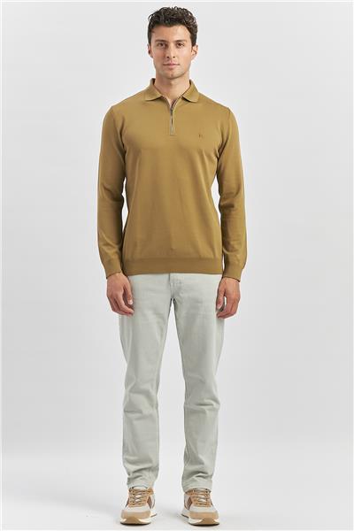 Bal Uzun Kollu Örme Polo Yaka Slim Fit Dar Kesim Triko 1012245150