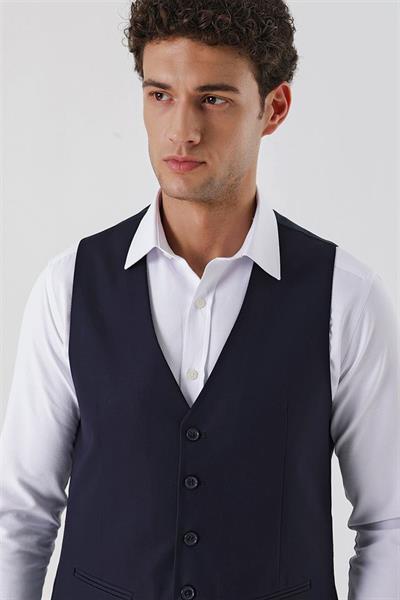 Koyu Lacivert V Yaka Klasik Yelek 1009230153