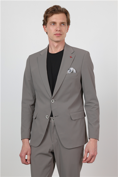 Kendinden Desenli Mono Yaka 6 Drop Slim Fit Takım Elbise 1001260162