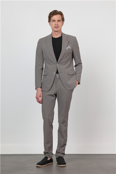 Kendinden Desenli Mono Yaka 6 Drop Slim Fit Takım Elbise 1001260162