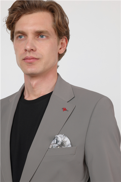 Kendinden Desenli Mono Yaka 6 Drop Slim Fit Takım Elbise 1001260162
