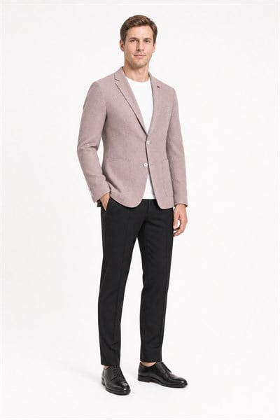 Vizon Örme Kılıç Yaka Malzemesiz Pamuklu 6 Drop Slim Fit Ceket 1002250114