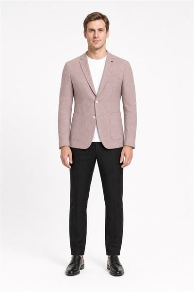 Vizon Örme Kılıç Yaka Malzemesiz Pamuklu 6 Drop Slim Fit Ceket 1002250114