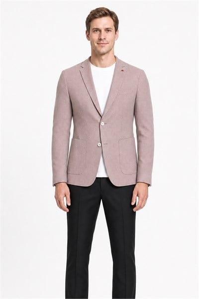 Vizon Örme Kılıç Yaka Malzemesiz Pamuklu 6 Drop Slim Fit Ceket 1002250114
