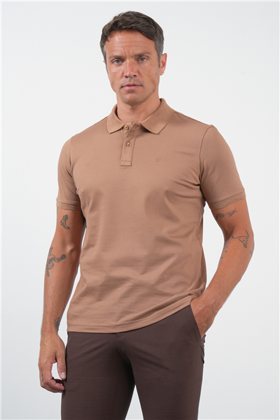 Vizon Polo Yaka Pike Kısa Kol Slim Fit Pamuklu Tişört 1011260170