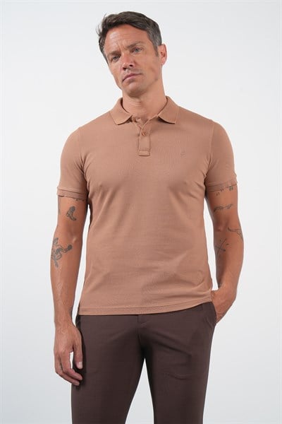 Vizon Polo Yaka Pike Kısa Kol Slim Fit Pamuklu Tişört 1011260169