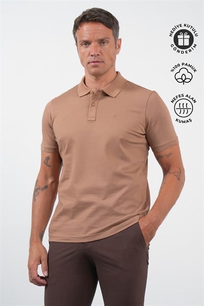 Vizon Polo Yaka Pike Kısa Kol Slim Fit Pamuklu Tişört 1011260170